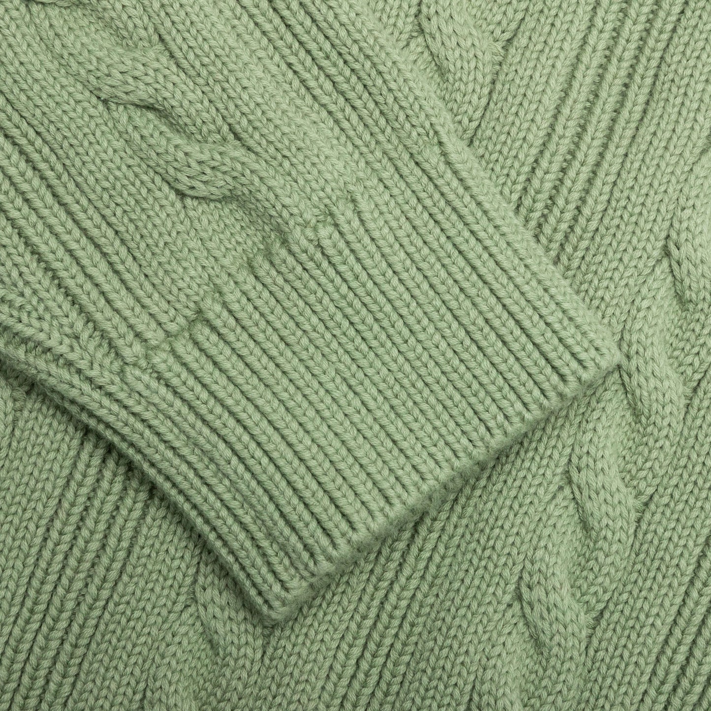 Cableknit Crewneck-Aventurine Green