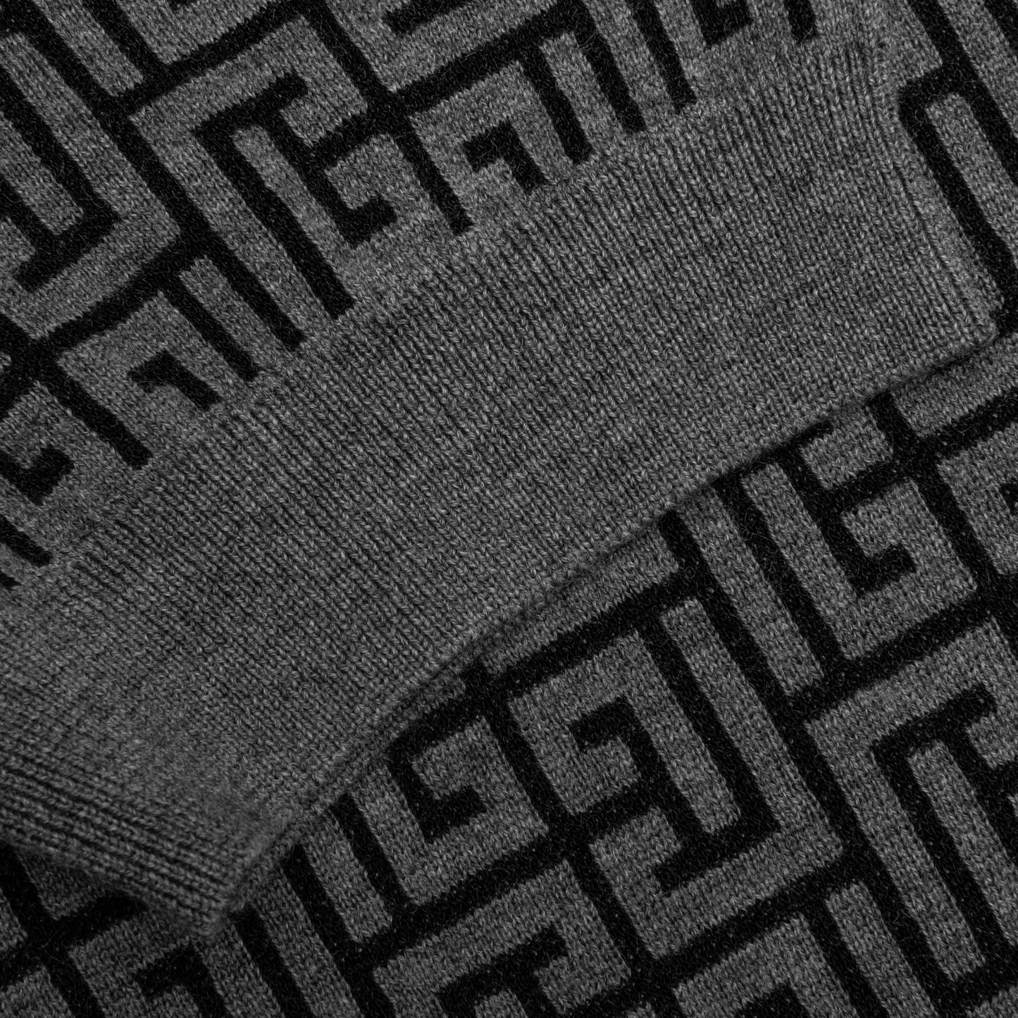 Monogram Wool & Linin Polo - Noir/Gris Fonce