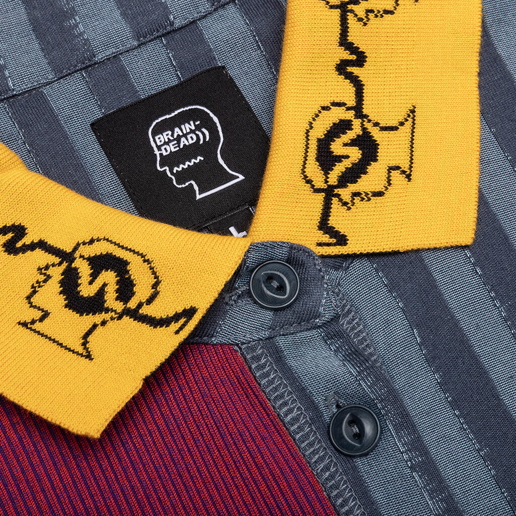 Jacquard Collar Paneled Polo - Multi