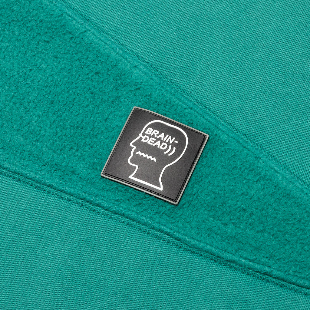 Logo Head Asymmetrical Paneled Hoodie - Teal