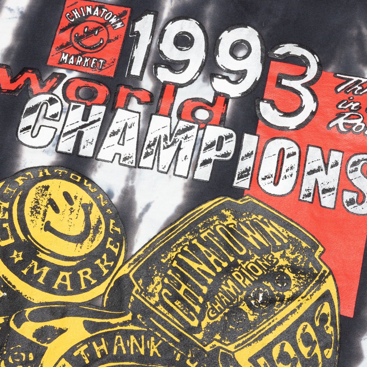 Chinatown Smiley Champions 3 Rings Tie-Dye Crewneck - Grey