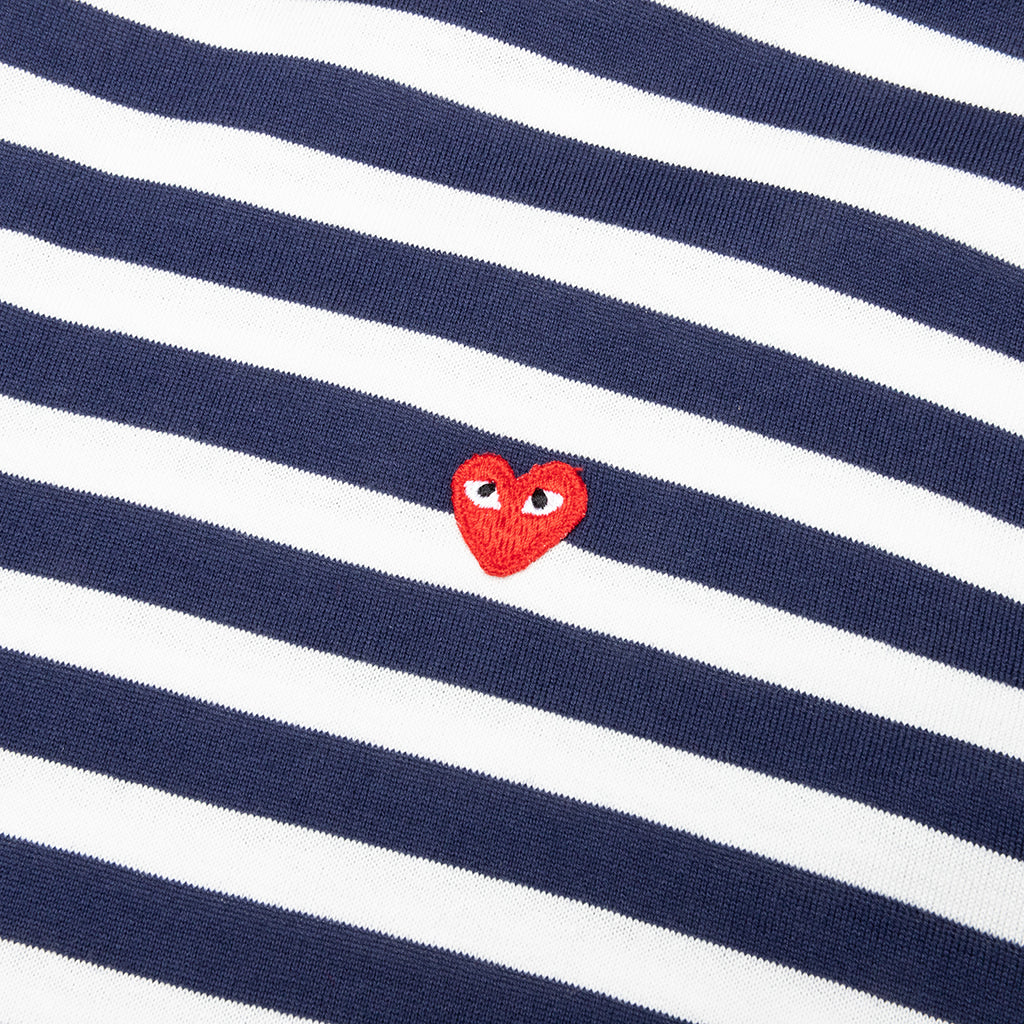 Little Red Heart Striped L/S T-Shirt - Navy/White