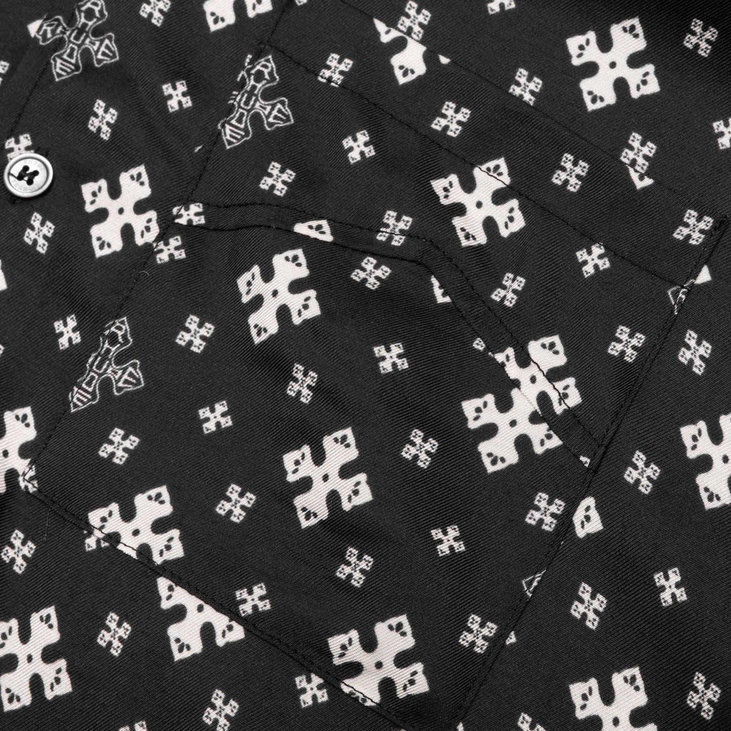 Cross Bandana Rayon Shirt - Black/White