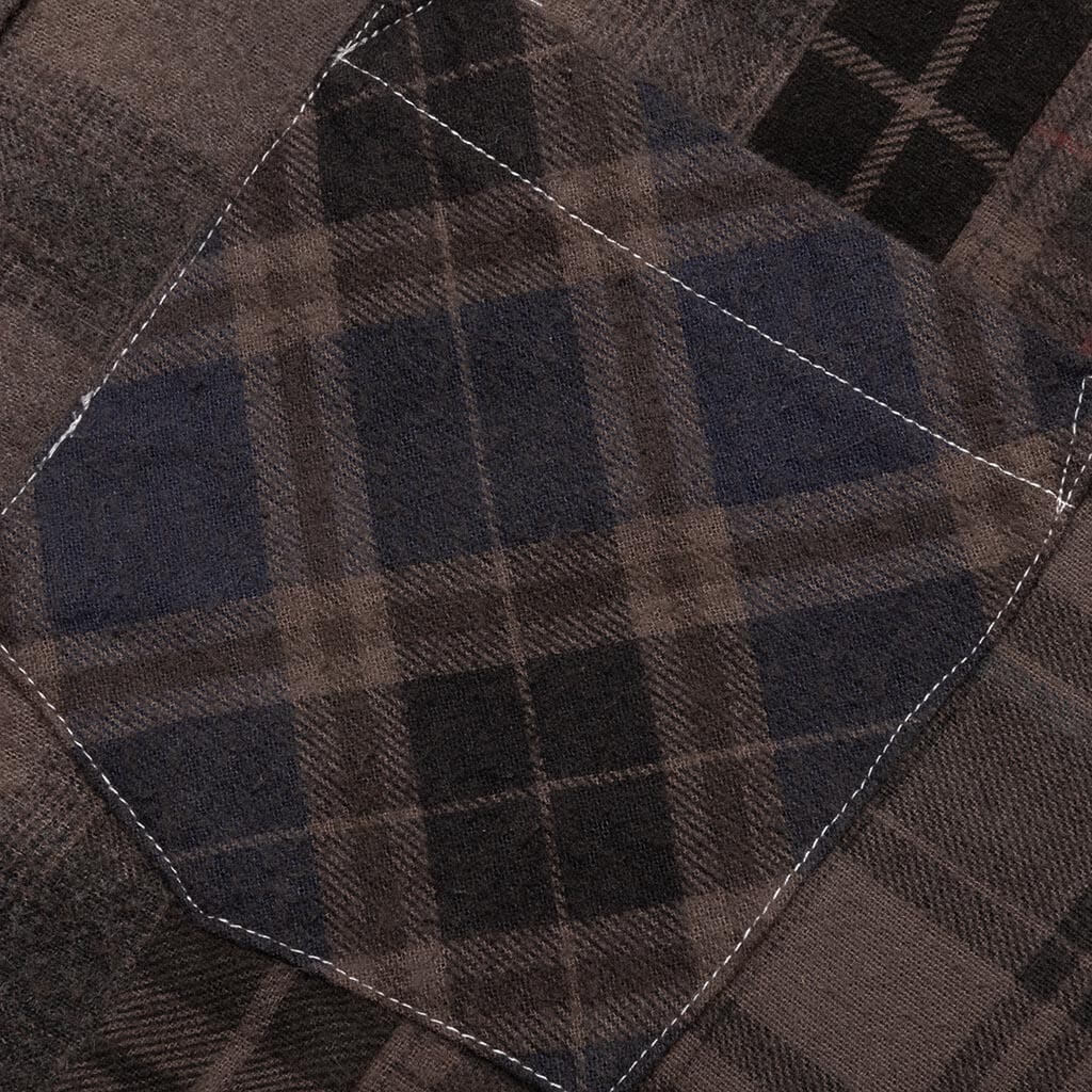 Flannel Shirt 7 Cuts Shirt Over Dye - Brown