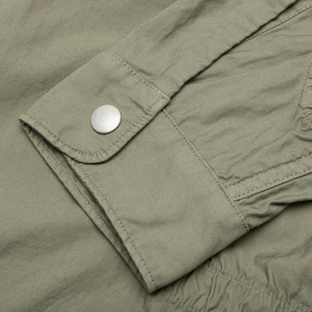 Cotton Poplin Frame Snap Overshirt - Olive