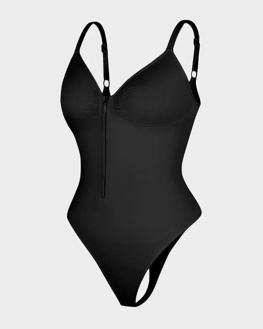 Seamless Bodysuit Shapewear Women Zip Front Tummy Control