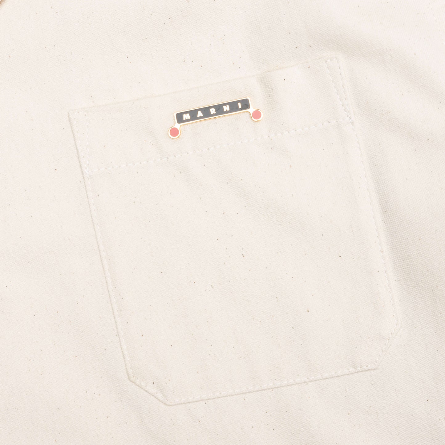 Cream Denim Short Sleeve Shirt with Trunakaroo Plaque - Bone