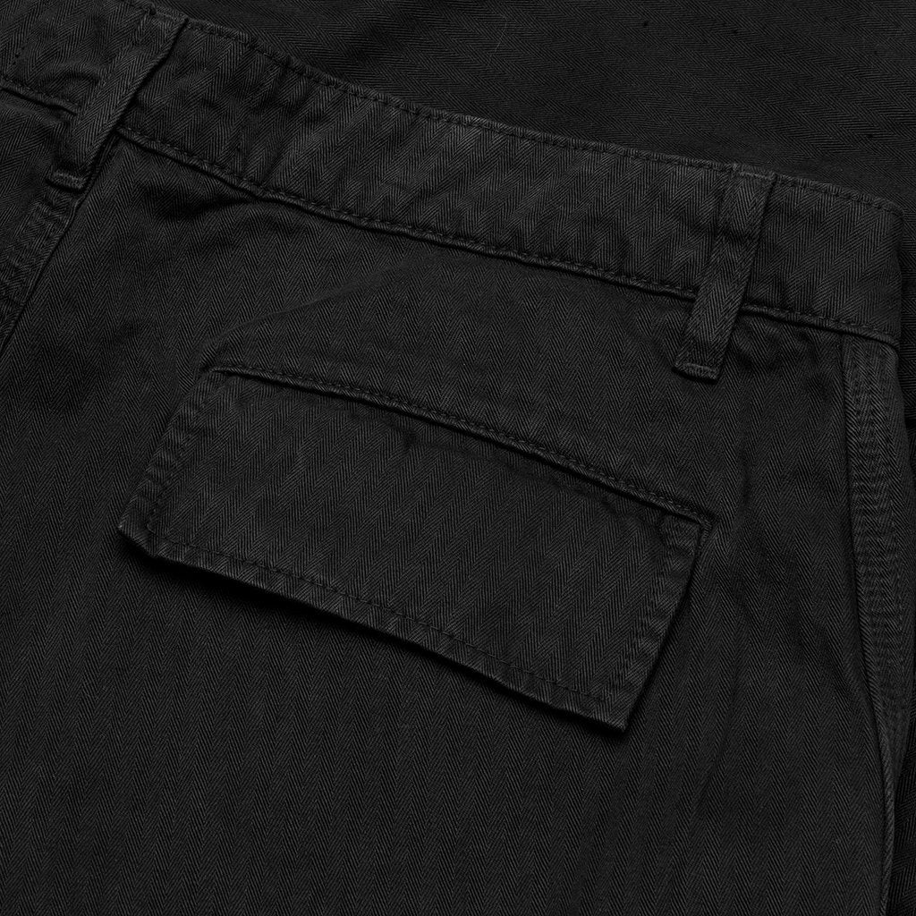 Herringbone Cotton Cargo Pants - Black