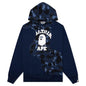 Color Camo College Cutting Relaxed Fit Hoodie - Navy