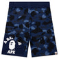 Color Camo Cutting Sweat Shorts - Navy