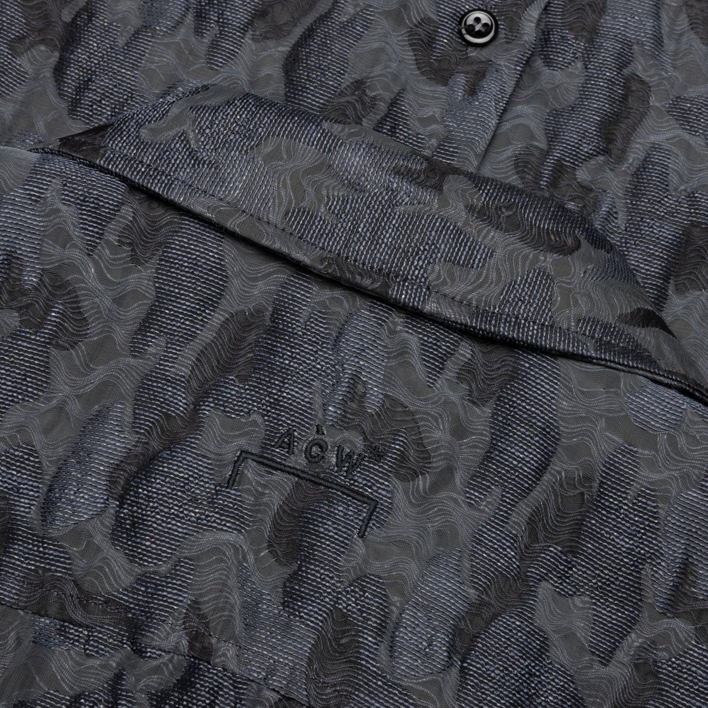 Open Neck Stencil Print Shirt - Charcoal