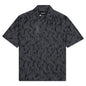 Open Neck Stencil Print Shirt - Charcoal