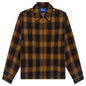 Brushed Flannel Shirt Jacket - Orange Multi