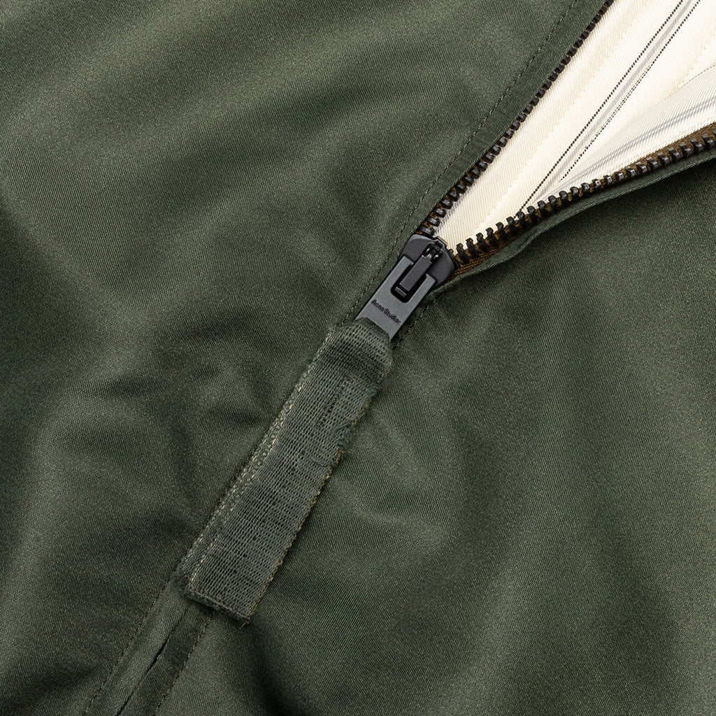 Satin Bomber Jacket - Olive Green