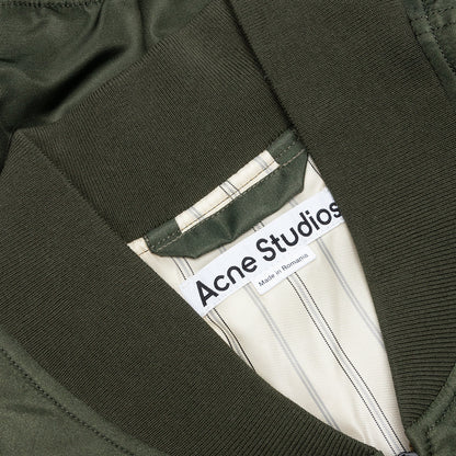 Satin Bomber Jacket - Olive Green