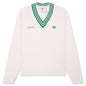 Women's Adidas x Sporty & Rich V-Neck Sweater - Off White/Night Navy