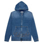 Quilted Denim Hoodie Jacket - Vintage Blue