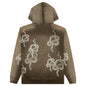 Snake Print Bleached Hoodie - Dark Moss