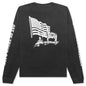 American Flag Cowboy Long Sleeve Tee - Washed Black