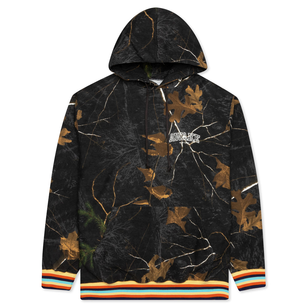Awake Blocked Logo Hoodie with Stripe Rib - Real Tree