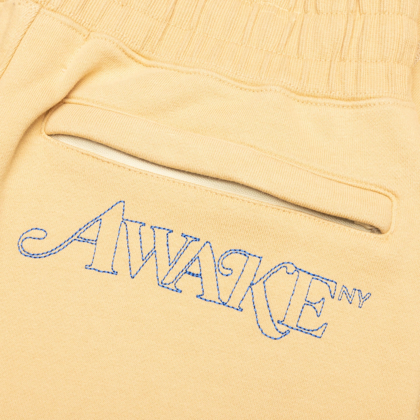 Awake Classic Outline Logo Paneled Embroidered Sweatpants - Mustard