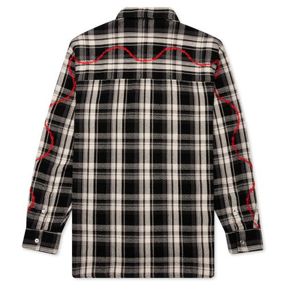 Awake Heavyweight Barbed Wire Back Flannel - Black