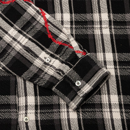 Awake Heavyweight Barbed Wire Back Flannel - Black