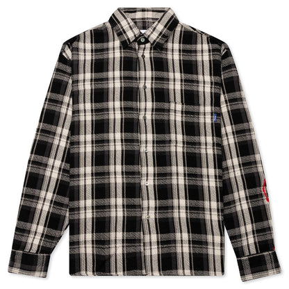 Awake Heavyweight Barbed Wire Back Flannel - Black
