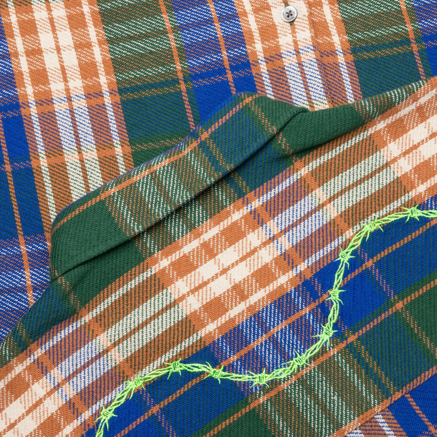 Awake Heavyweight Barbed Wire Back Flannel - Green