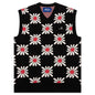 Checkered Floral Sweater Vest - Black Floral