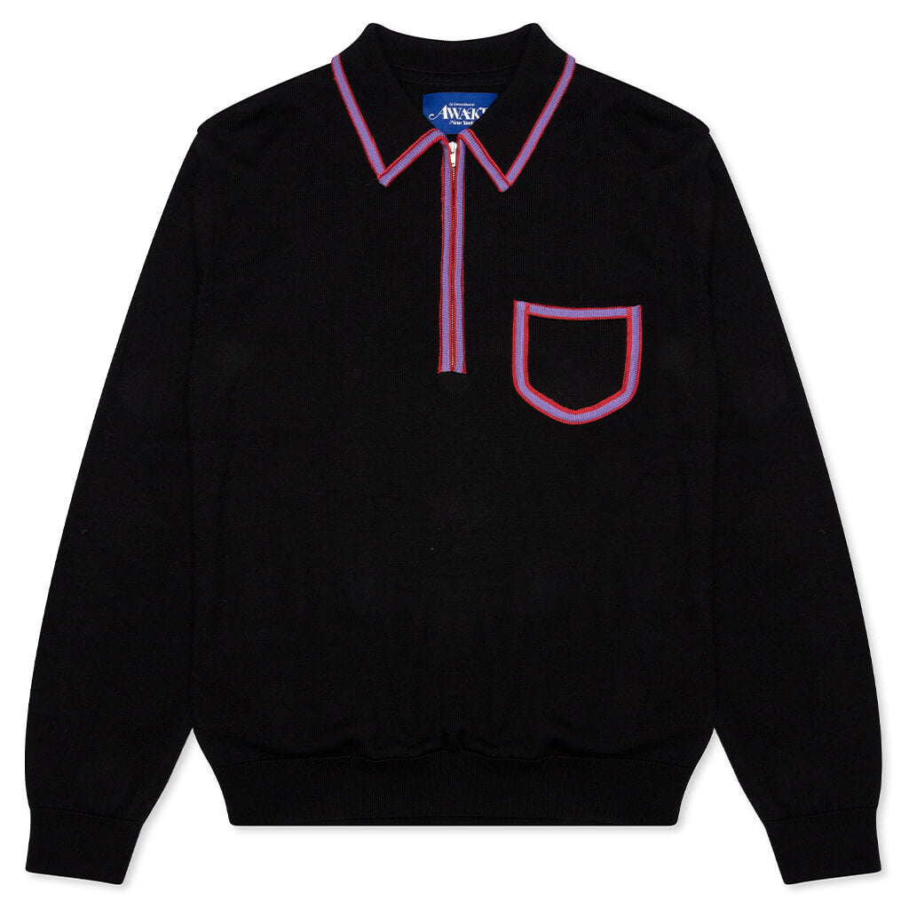 Awake Sweet Memory Knit Polo - Black