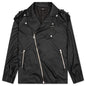 Faux Leather Biker Jacket - Gris Chine