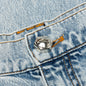 Loose Vintage Wash Denim Pants - Bleu Jean Clair