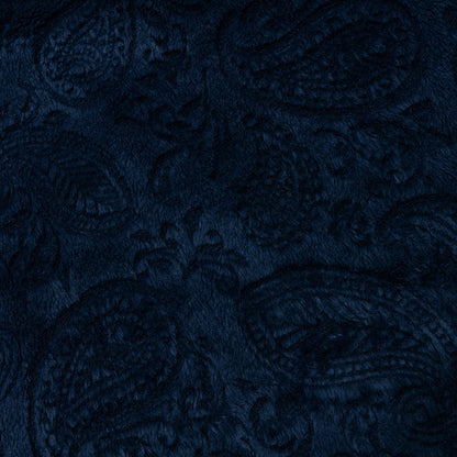 Debossed Paisley Fur Half Zip Shirt - Navy