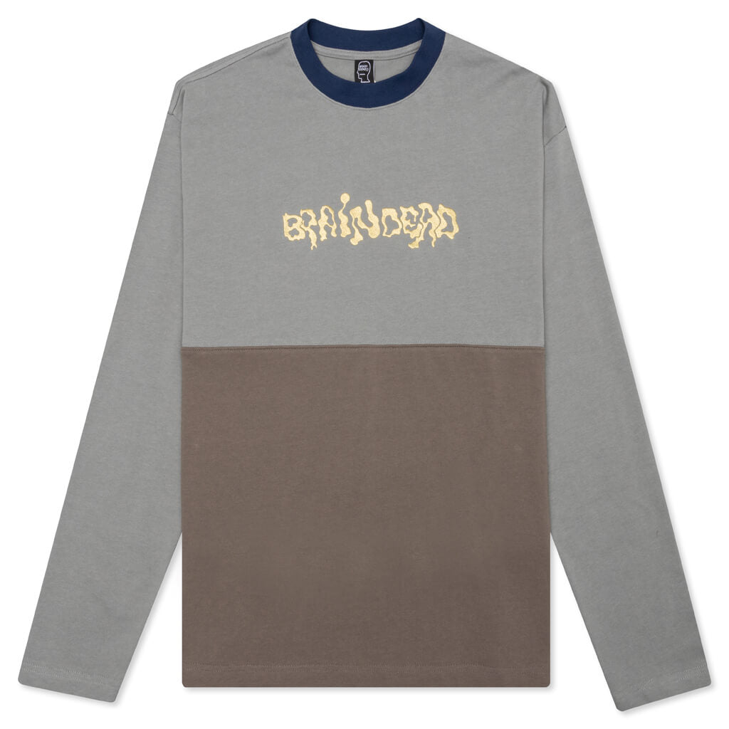 Embroidered L/S Football Shirt - Grey