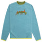 Evil Eyes Polar Fleece Mock Neck Shirt - Light Blue