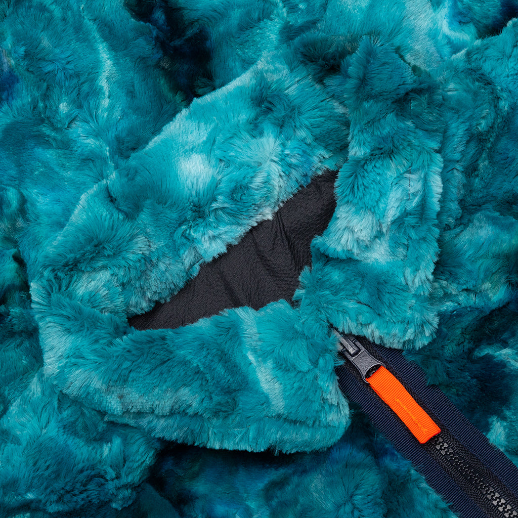 Fully Reversible Zip Front Fur Shirt Jacket - Blue