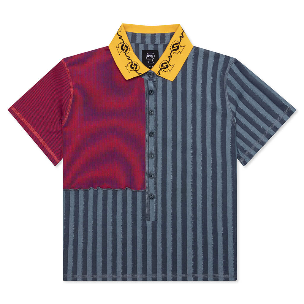 Jacquard Collar Paneled Polo - Multi