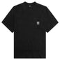 Mini Waffle Mock Neck T-Shirt - Washed Black