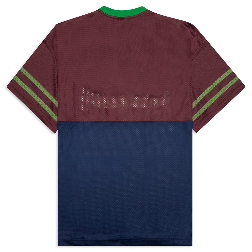 Paneled Football Mesh Shirt - Burgundy