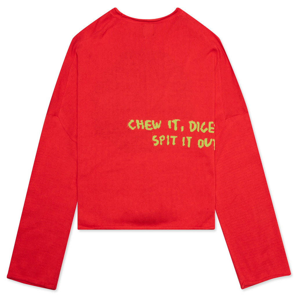 Spit It Oversized Cropped Boxy Sweater - Red