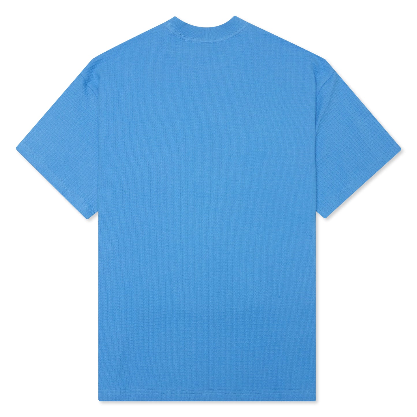 Waffle Knit Mockneck S/S Shirt - Blue
