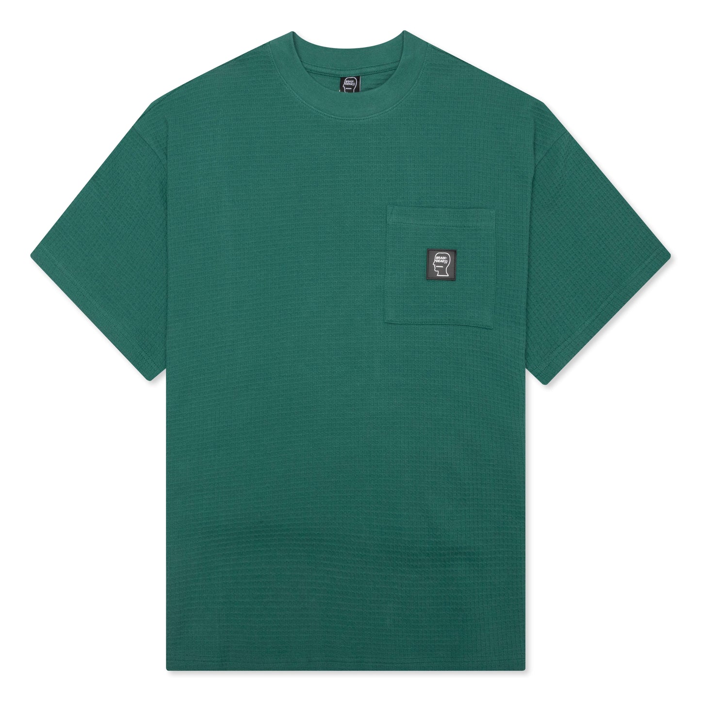 Waffle Knit Mockneck S/S Shirt - Green