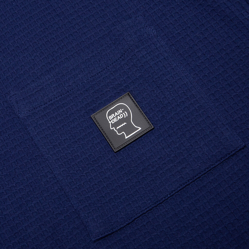 Waffle Knit Mockneck S/S Shirt - Navy