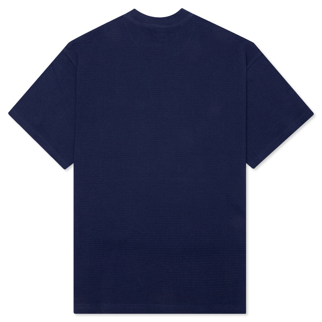 Waffle Knit Mockneck S/S Shirt - Navy