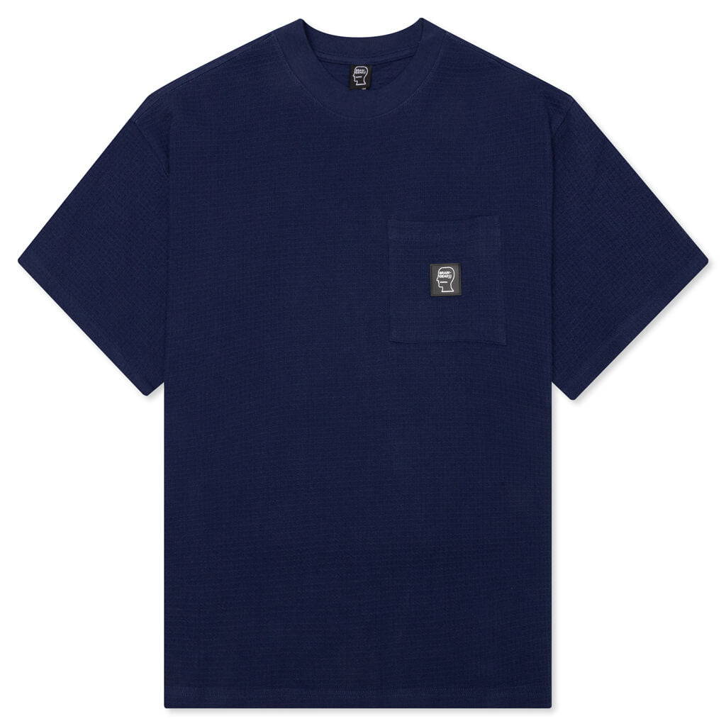 Waffle Knit Mockneck S/S Shirt - Navy