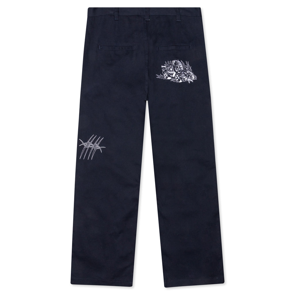 Whips And Chains Wide Leg Pleated Pants - Navy