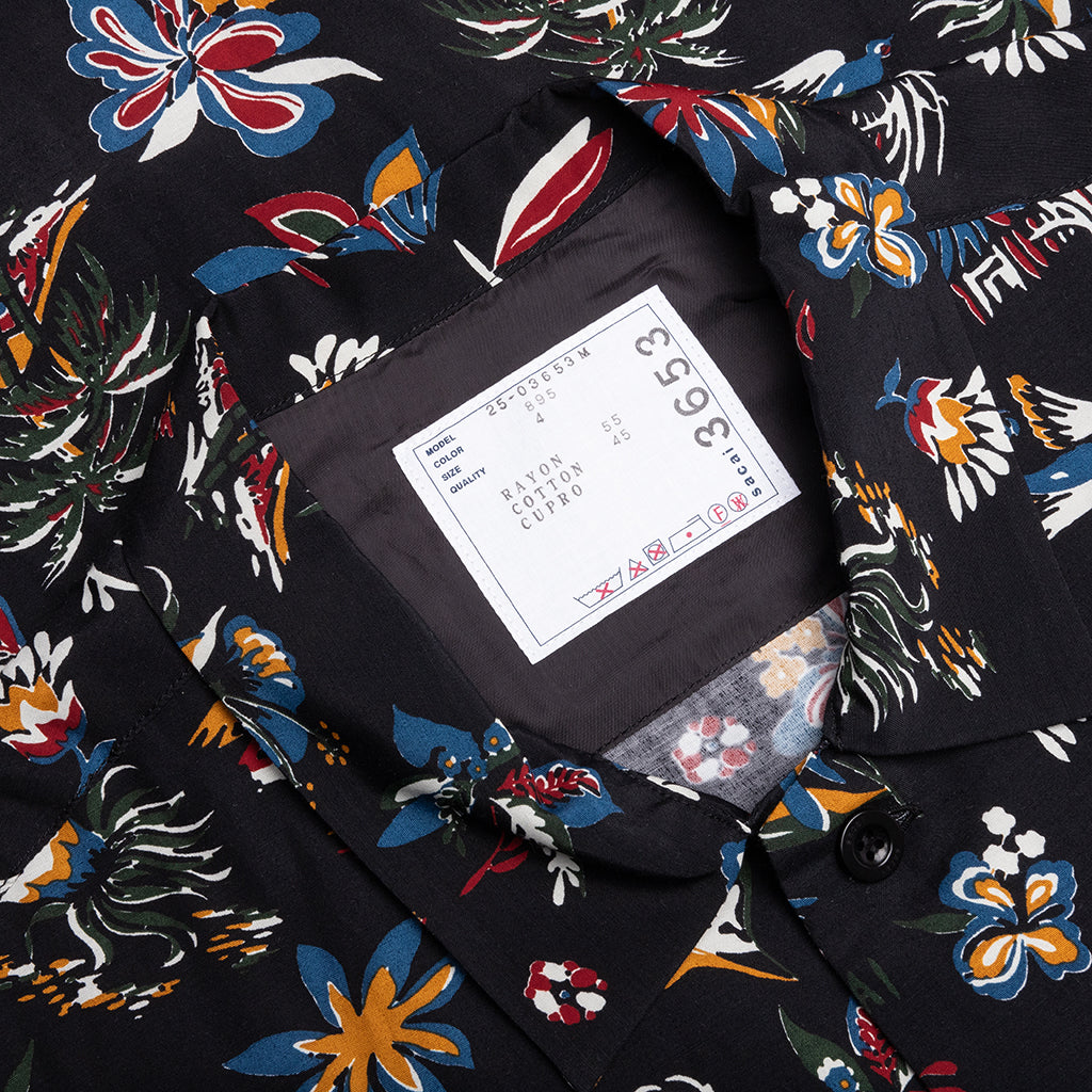 Car Race Tropical Print Shirt - Black/Tropical