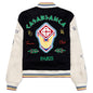 Chenille Embroidered Patchwork Bomber Jacket - Navy/Off-White