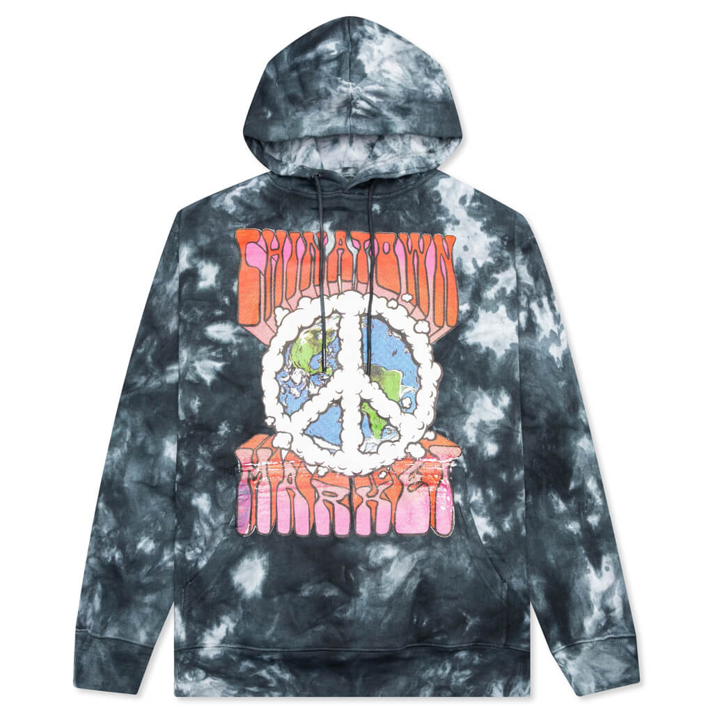 Chinatown Peace Earth Logo Hoodie - Black Tie-Dye